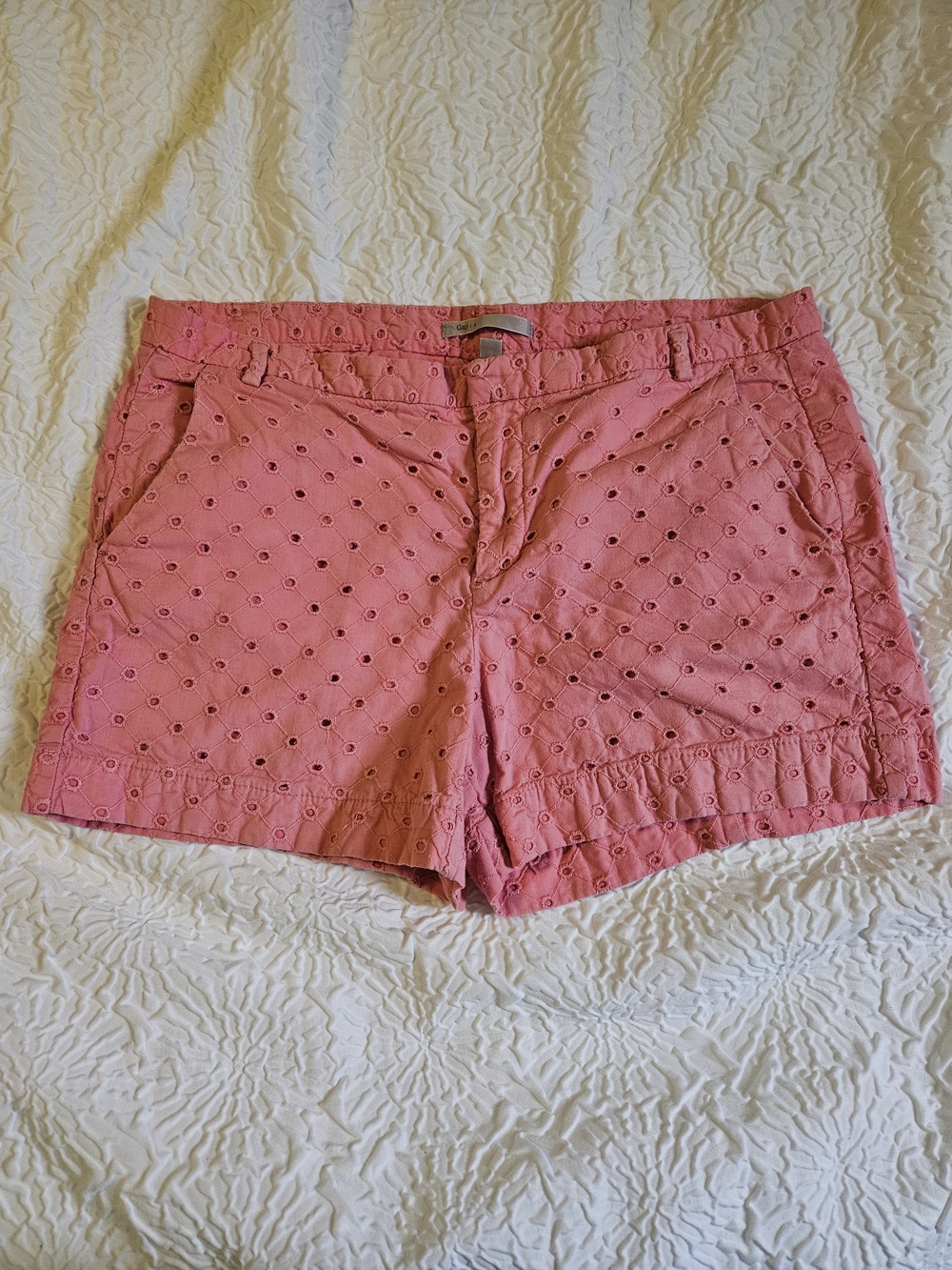 GAP Pink Eyelet Cotton Bermuda Shorts